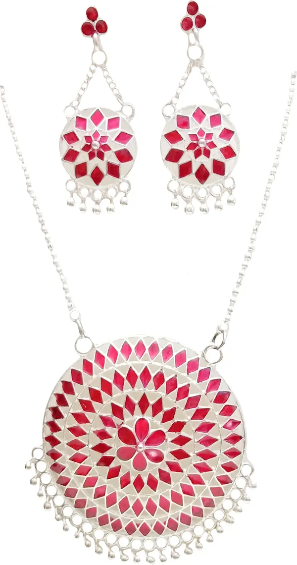 Assamese_Traditional_Silver_Plated_Red_Minakari_Japi_Jewellery_Set_For_Women